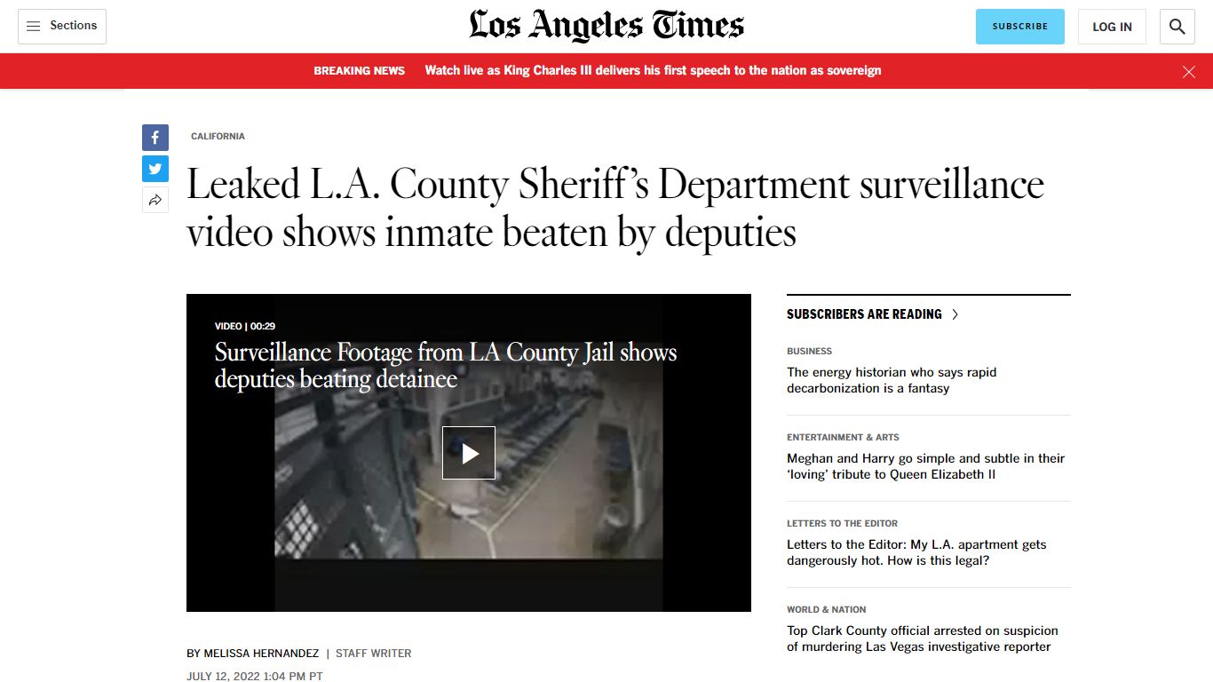 Leaked Sheriff's Department video shows inmate beaten by deputies - Los ...